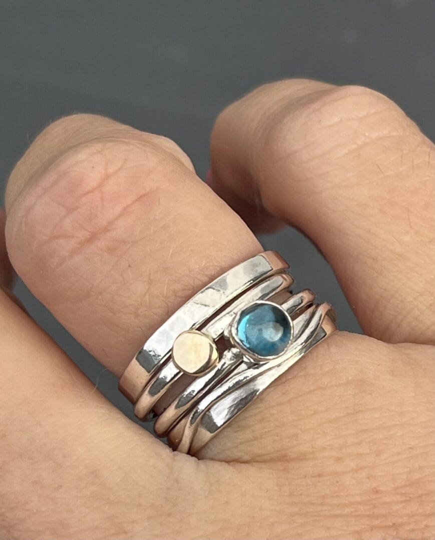 Blue Topaz Stack Ring - Image 4