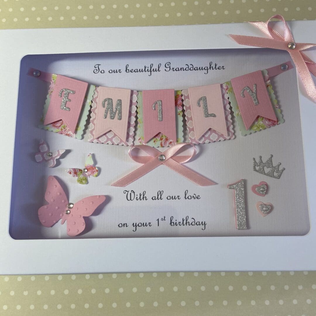 Personalised 1st Birthday Card Gift Boxed Keepsake Daughter Granddaughter Niece Goddaughter - Image 7