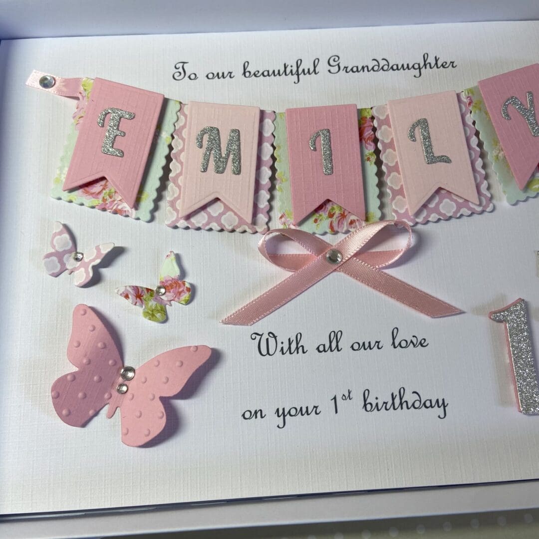 Personalised 1st Birthday Card Gift Boxed Keepsake Daughter Granddaughter Niece Goddaughter - Image 3