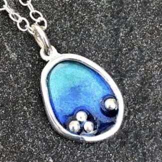 Blue Enamel Pebble Pendant