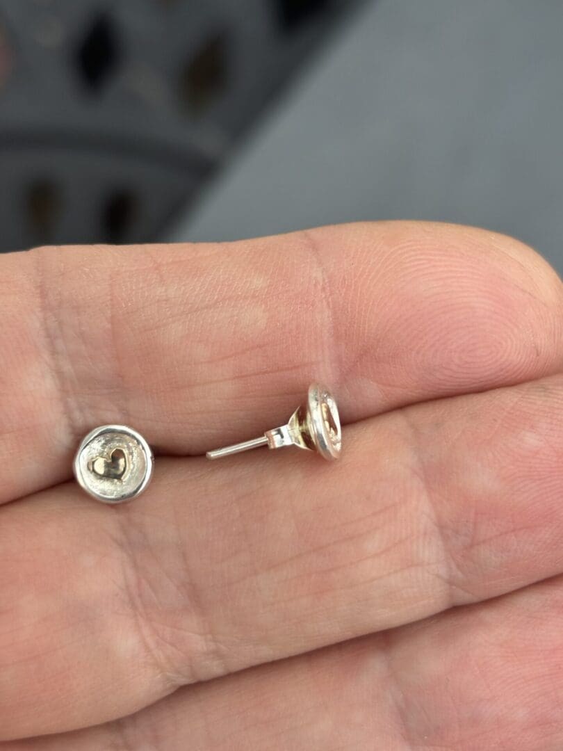 Gold Heart Round Studs - Image 6