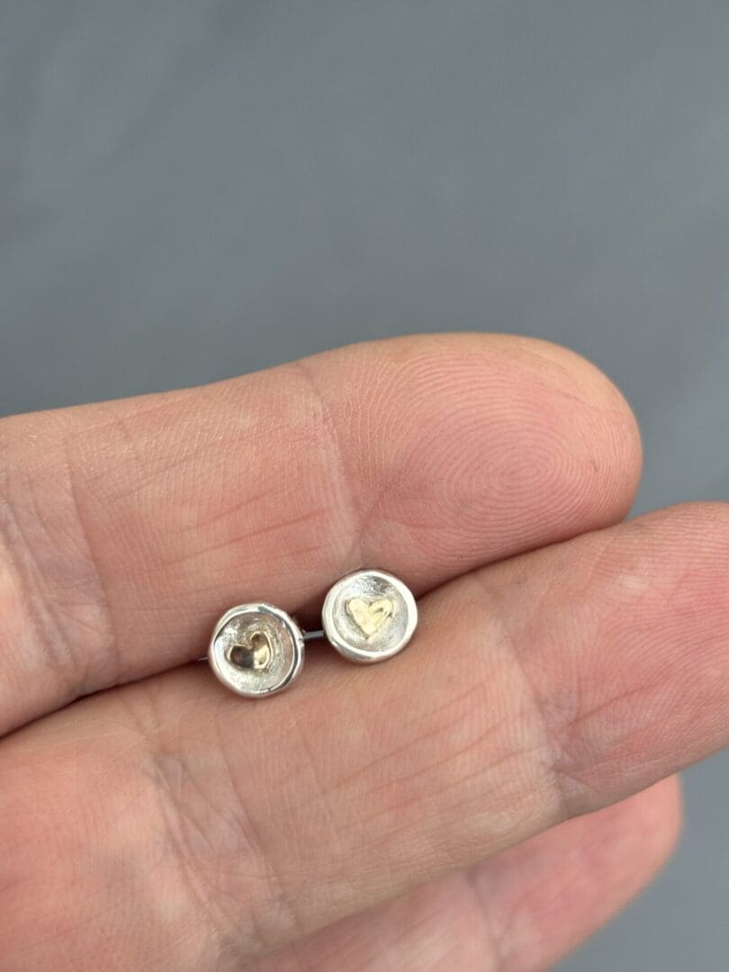 Gold Heart Round Studs - Image 4