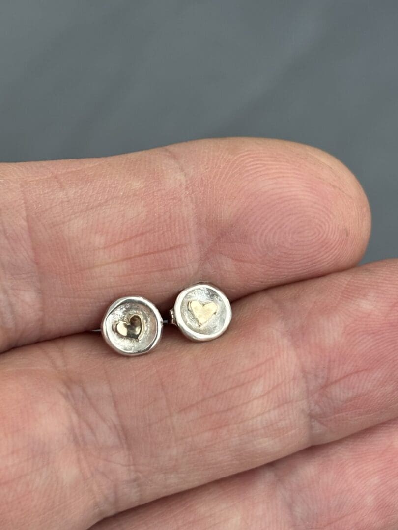 Gold Heart Round Studs - Image 2