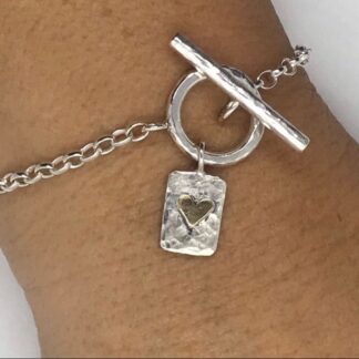 Gold Heart Silver Fob Bracelet