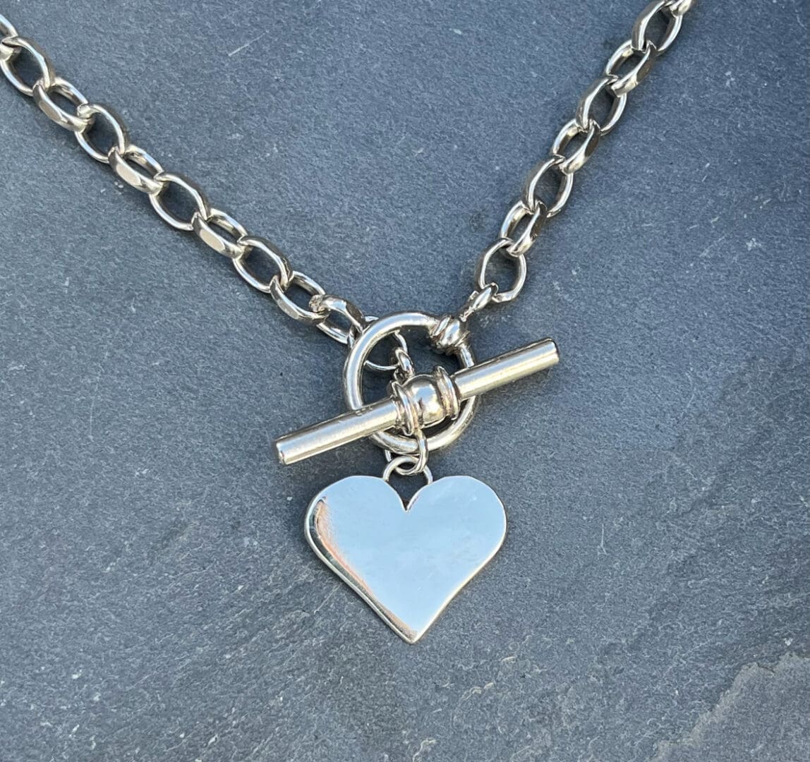 Sterling Silver Heart Fob Necklace - Image 2