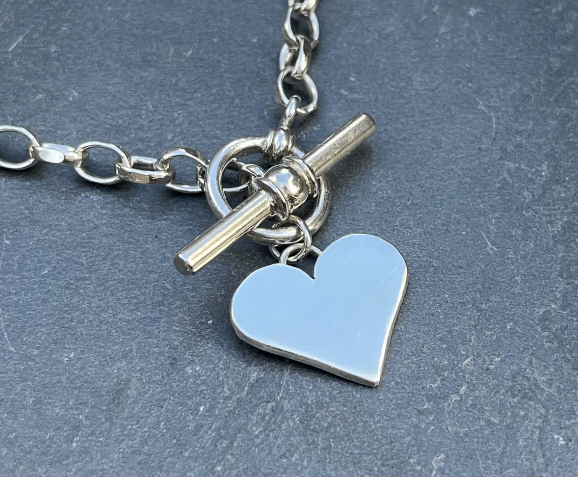 Sterling Silver Heart Fob Necklace