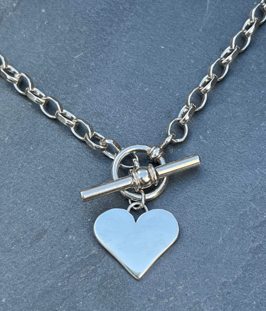 Sterling Silver Heart Fob Necklace - Image 6