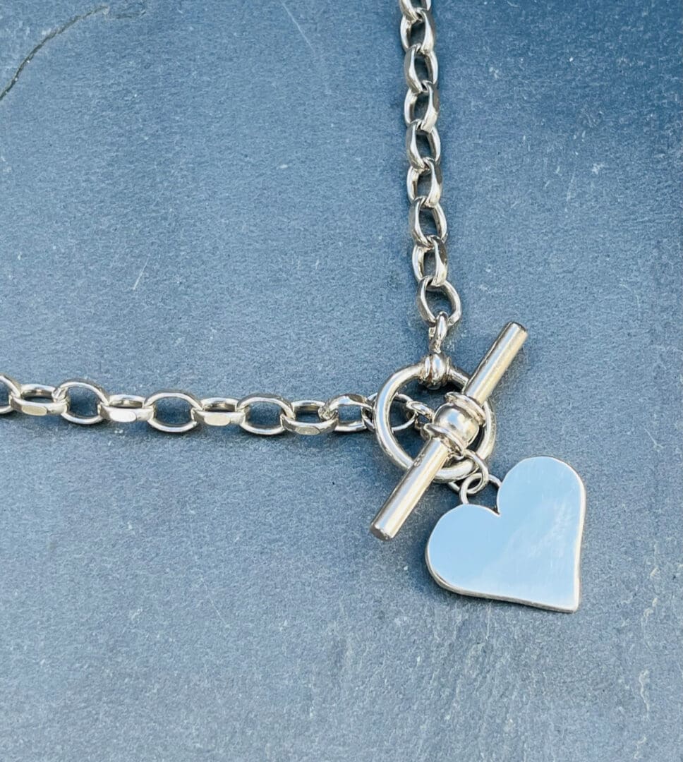 Sterling Silver Heart Fob Necklace - Image 5