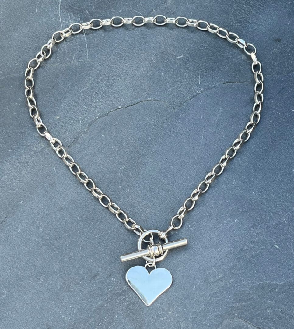 Sterling Silver Heart Fob Necklace - Image 7
