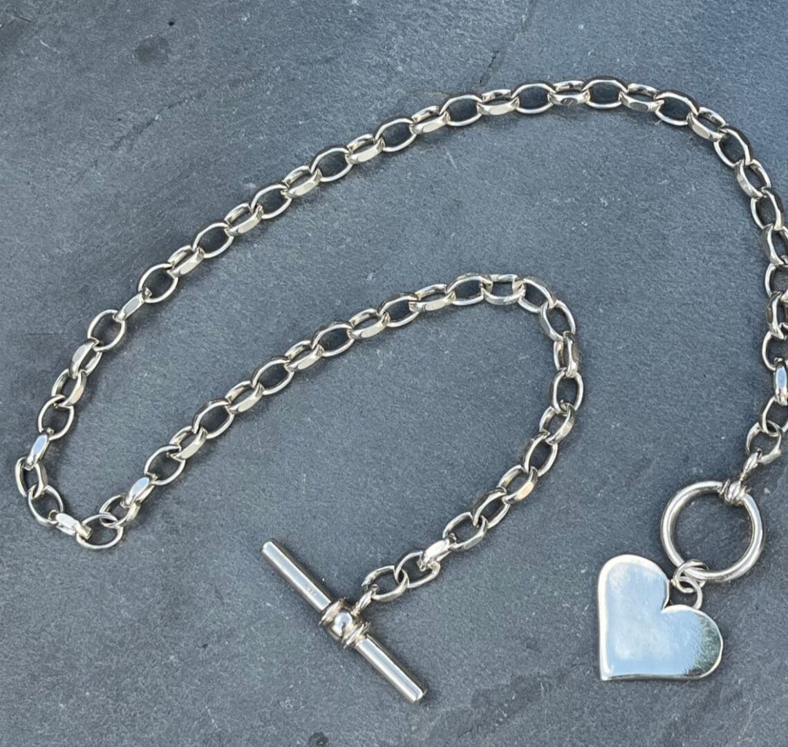Sterling Silver Heart Fob Necklace - Image 4