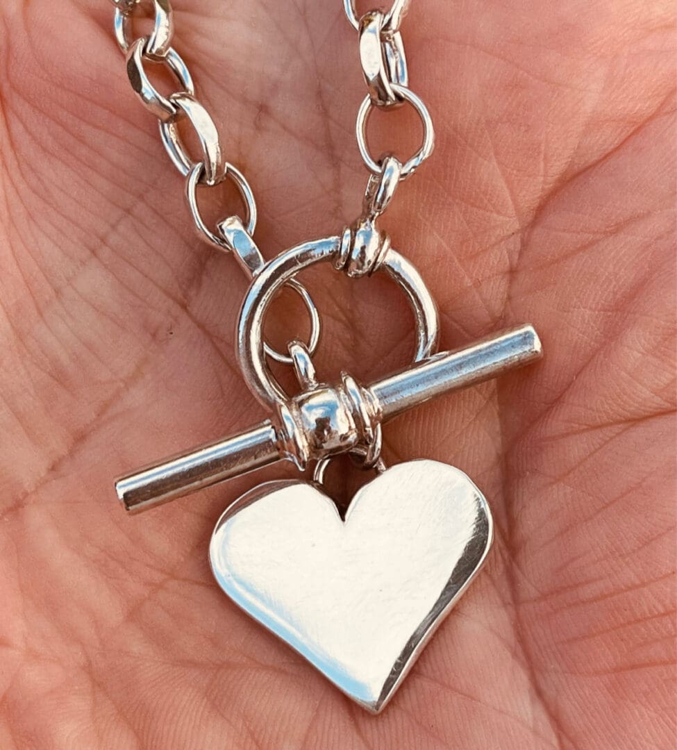 Sterling Silver Heart Fob Necklace - Image 3