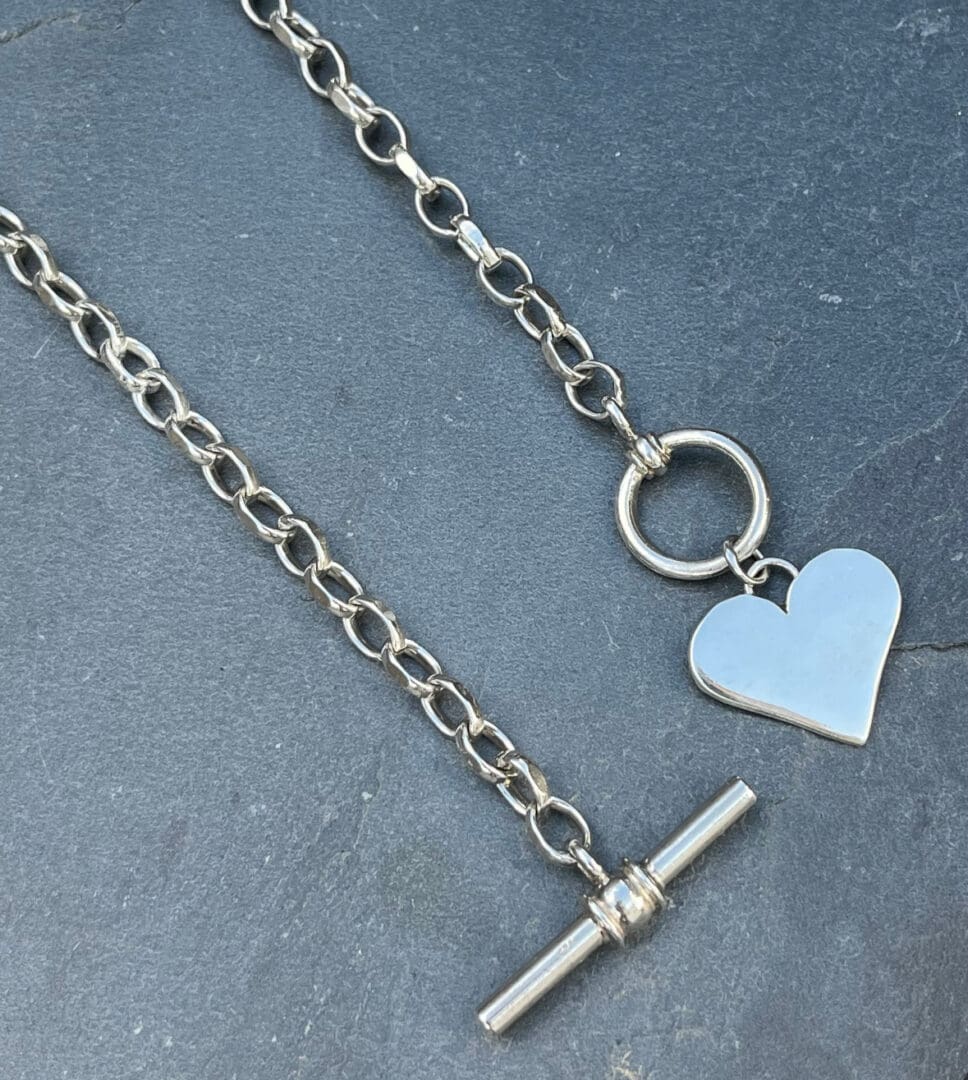 Sterling Silver Heart Fob Necklace - Image 8