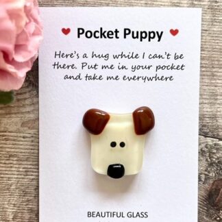 Dog Pocket Hug Card, Fused Glass Gift, Choice of message