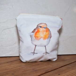 Small Robin Velvet Zip Purse Pouch