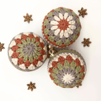 Crochet Christmas Tree Baubles in Earth Tones