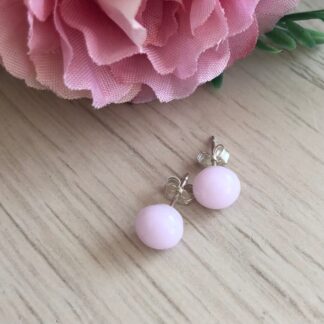 Light Pastel Pink Stud Earrings, Fused Glass Studs