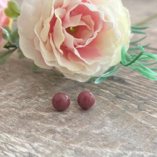 Mauve Studs, Plum Fused Glass Sterling Silver Earrings