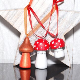 Set of 3 Small Hanging Toadstool Decorations