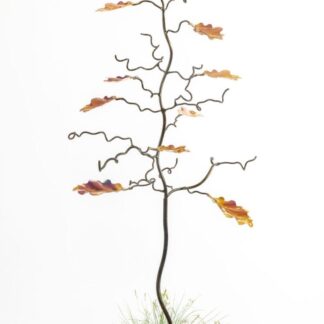 12 Oak leaf bird feeder tree stand and tree sculpture with colourful oak leaves, memorial tree gift, personalised family tree, pets memory.