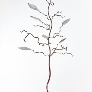 Oval leaf bird feeder tree bird feeder stand with 7 shiny marine grade stainless steel leaves. Christmas gift for gardeners RHS and bird lovers RSPB. Bird station with 10 bird feeders places, robust and handmade in the UK, work of art for the garden