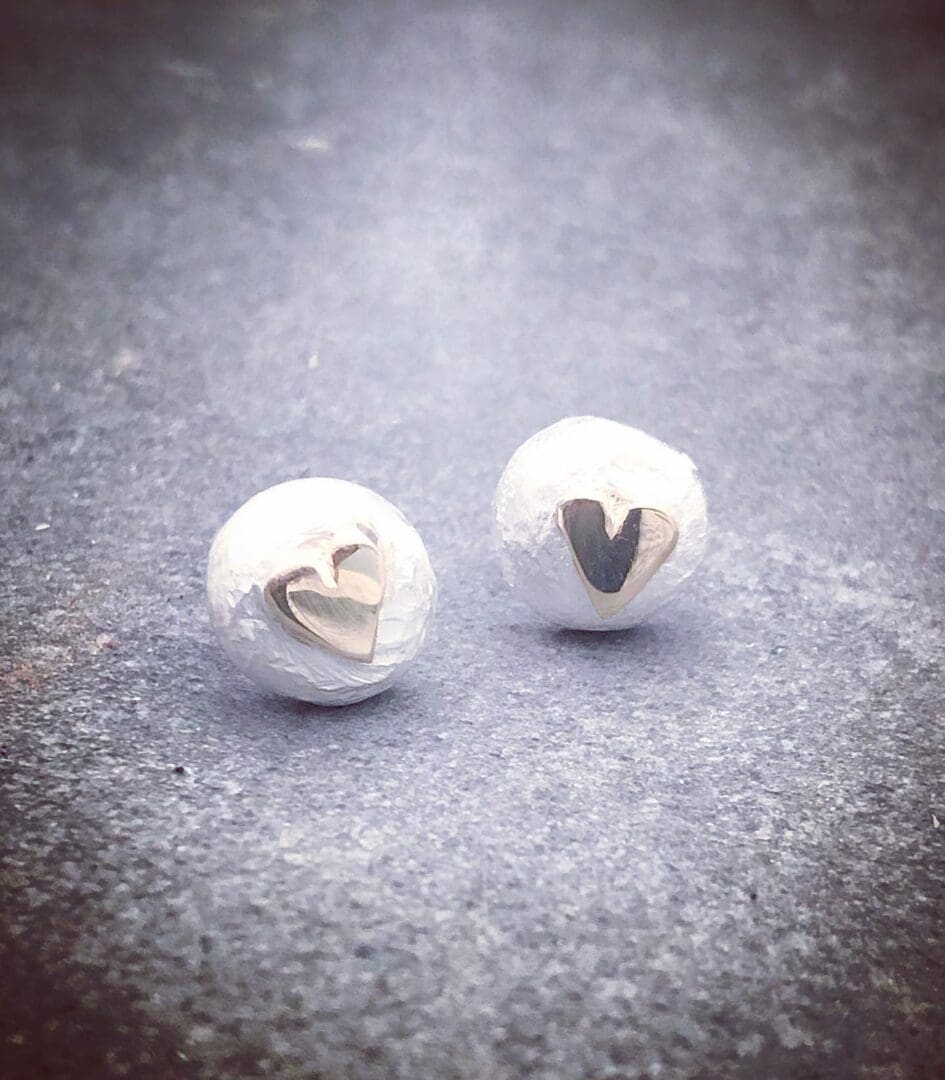 Gold Heart Pebble Studs - Image 5