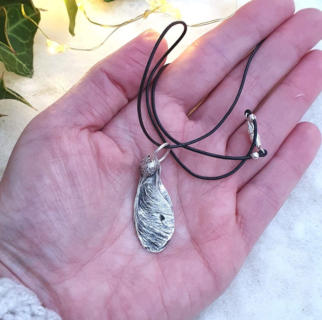 Handcrafted Silver Sycamore Seed Necklace - Image 4