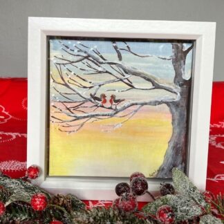 Two Robins framed painting