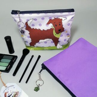 Cotton Make Up Bag, Toiletries Bag, Dog-in-Bandana Print
