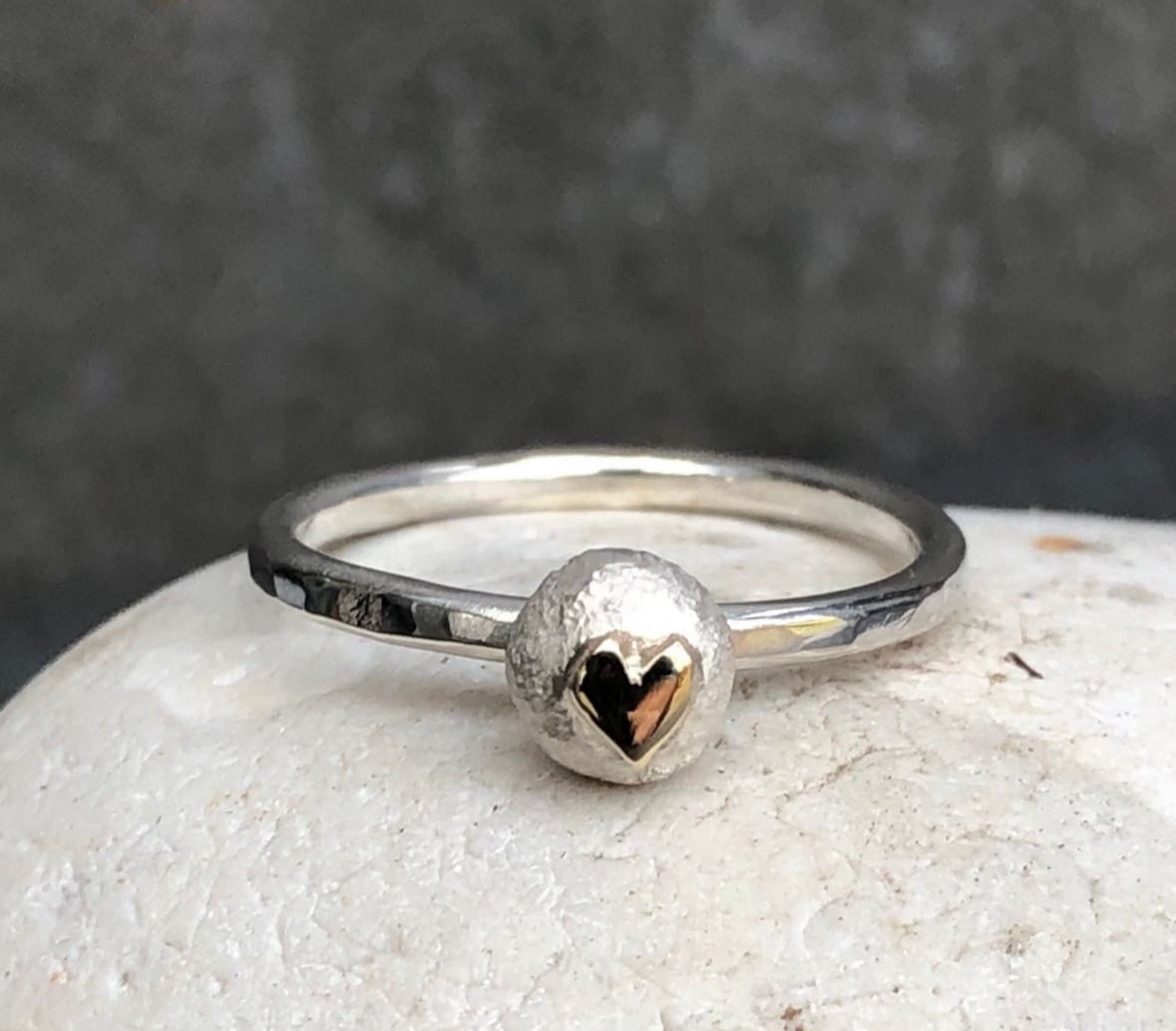 Gold Heart Pebble Ring - Image 3