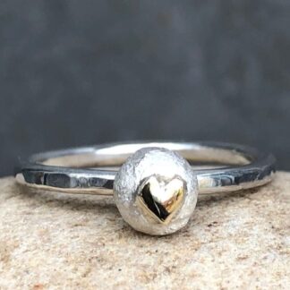 Gold Heart Pebble Ring