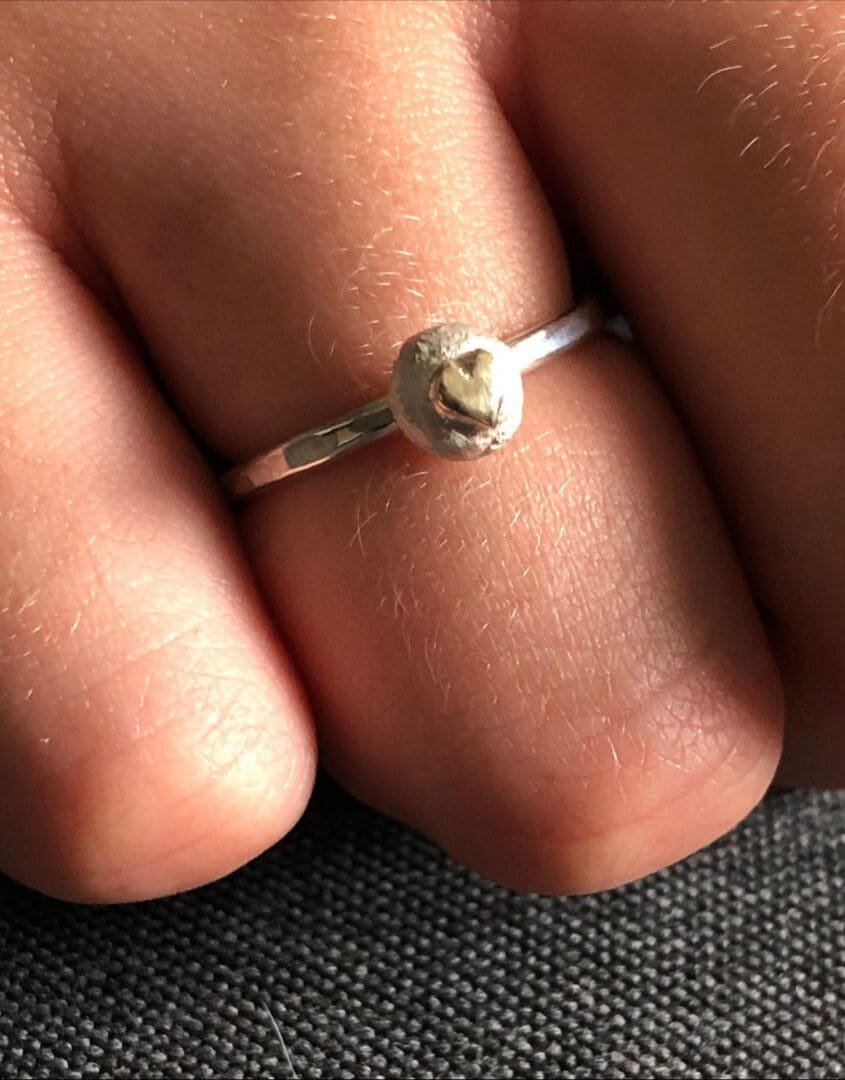 Gold Heart Pebble Ring - Image 2