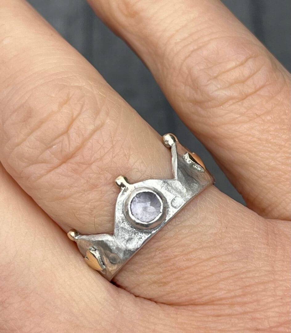 Sterling Silver and Gold Crown Ring - Image 5