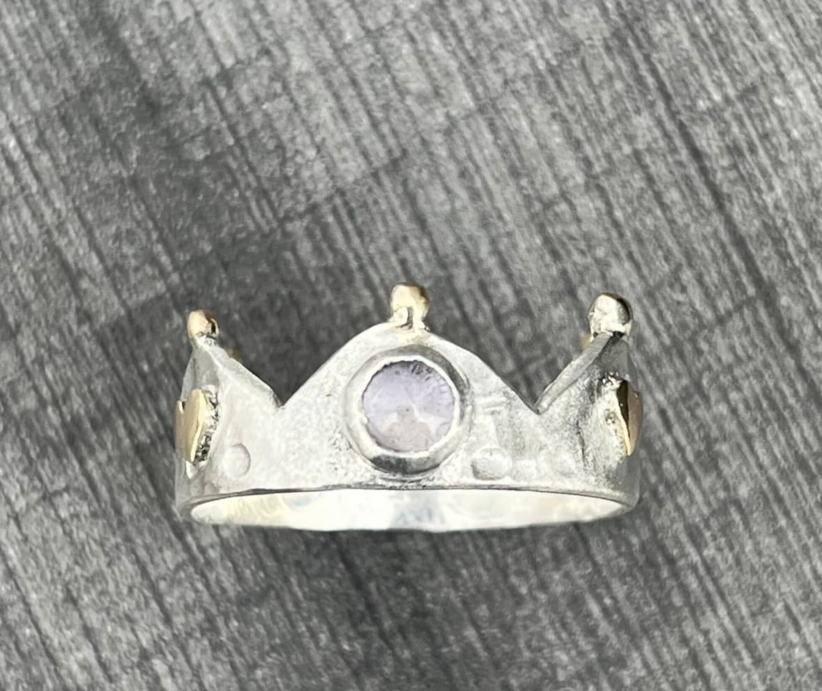 Sterling Silver and Gold Crown Ring