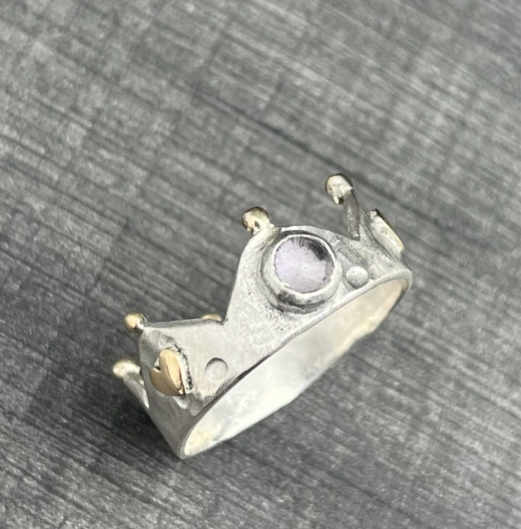 Sterling Silver and Gold Crown Ring - Image 4