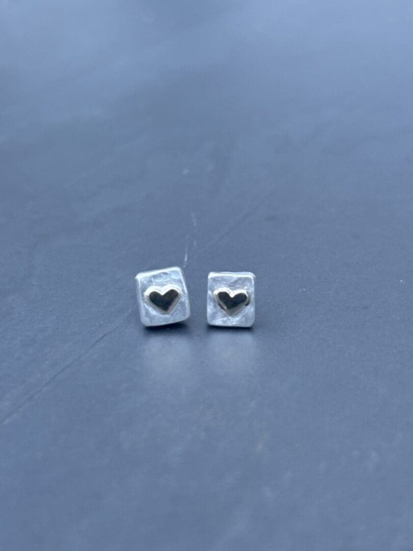 Gold Heart Chunky Studs - Image 4
