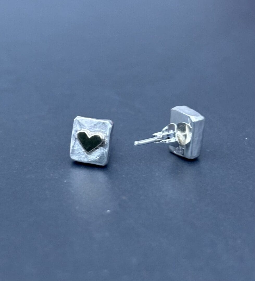Gold Heart Chunky Studs