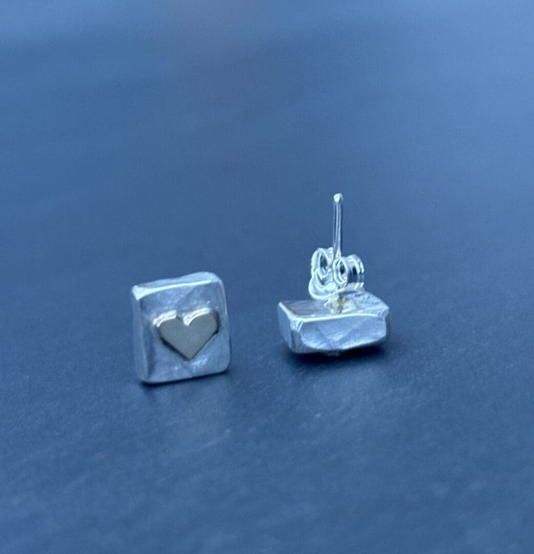 Gold Heart Chunky Studs - Image 3