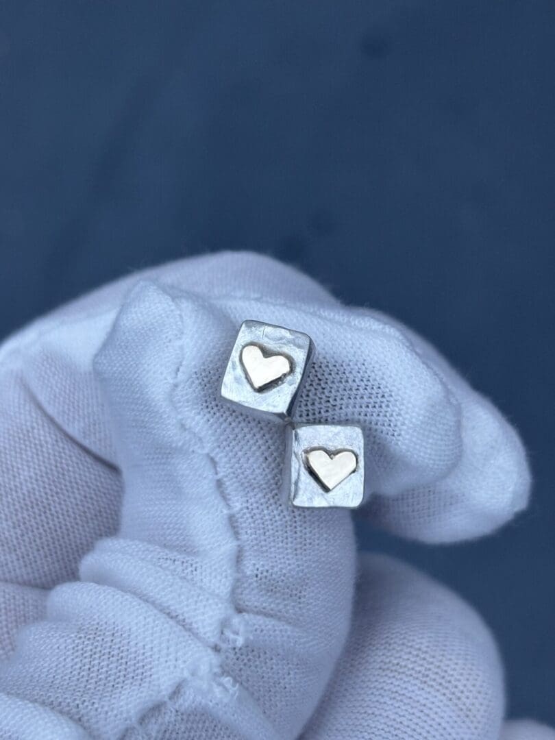 Gold Heart Chunky Studs - Image 2