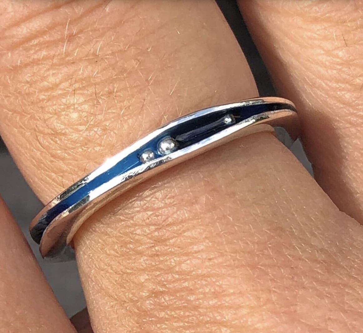 Blue Enamel Freeform Ring - Image 8