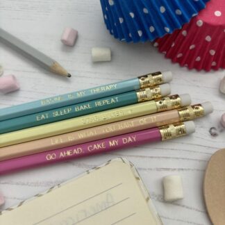 Baking-Themed Pencil Set, HB Pencils with Gold Foil for Bakers