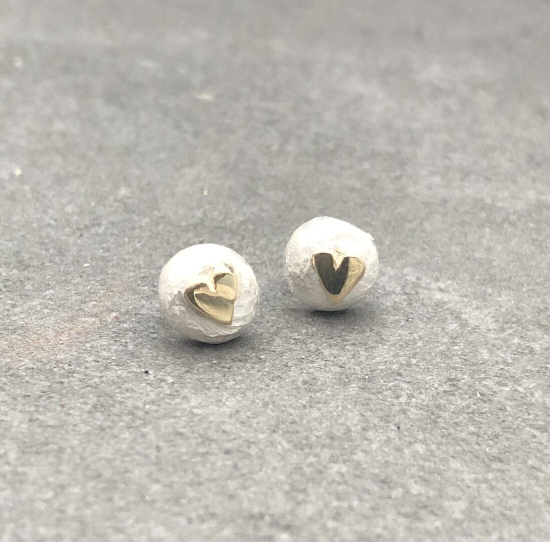 Gold Heart Pebble Studs - Image 4