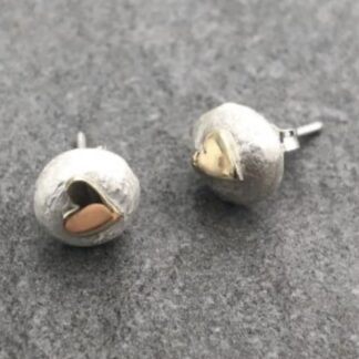 Gold Heart Pebble Studs