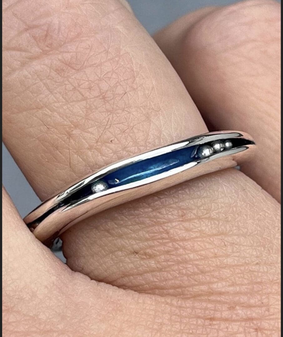 Blue Enamel Freeform Ring - Image 9