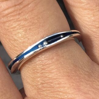 Blue Enamel Freeform Ring