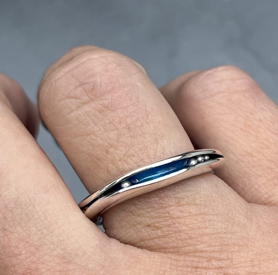 Blue Enamel Freeform Ring - Image 2