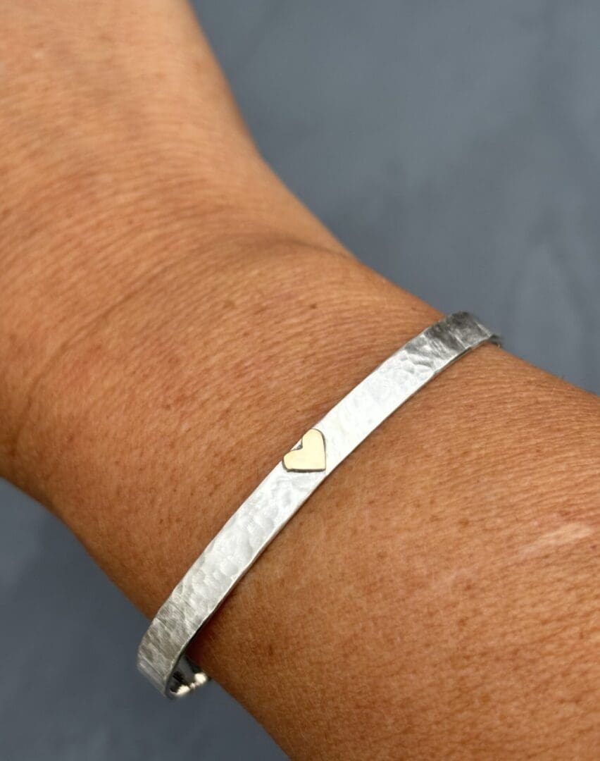 Gold Heart Hammered Bangle - Image 6