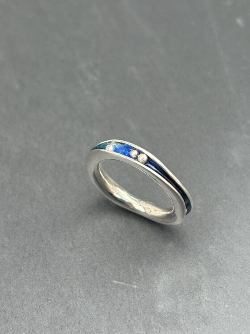 Blue Enamel Freeform Ring - Image 3