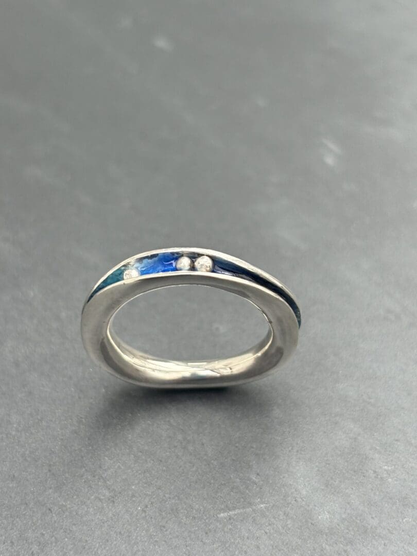 Blue Enamel Freeform Ring - Image 6