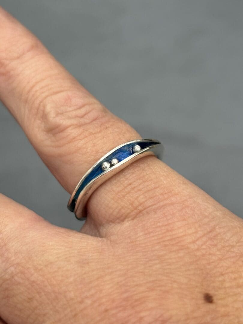 Blue Enamel Freeform Ring - Image 5