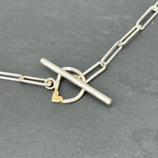 Sterling Silver and 9ct gold stirrup fob necklace
